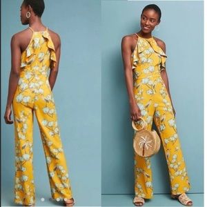 Anthropologie Varun Bahl warbler ruffle jumpsuit size 8